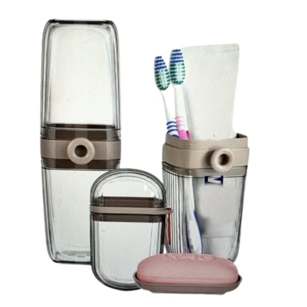 2pcs Transparent gray Toothbrush Travel Case